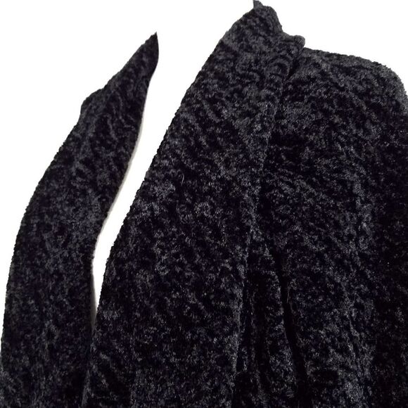 Connected Apparel Velvet Open Front Long Sleeve Cardigan Jacket Black Si… - Picture 3 of 6